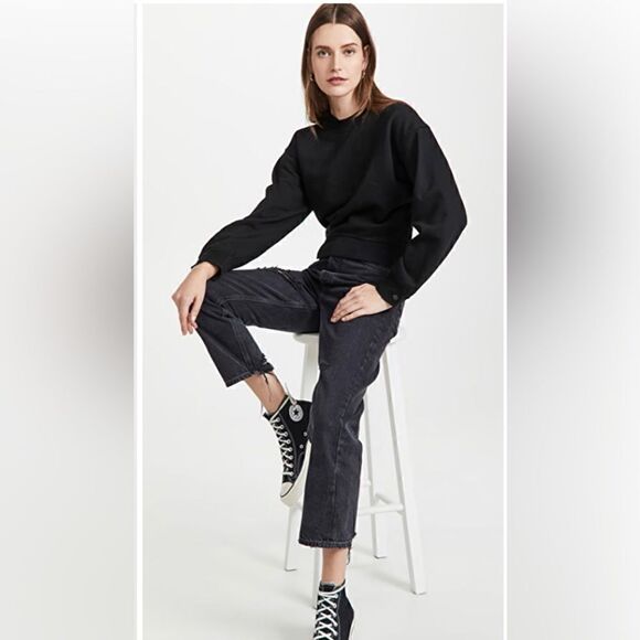 DL1961 Crop Sweatshirt Black 2XL - Picture 1 of 12